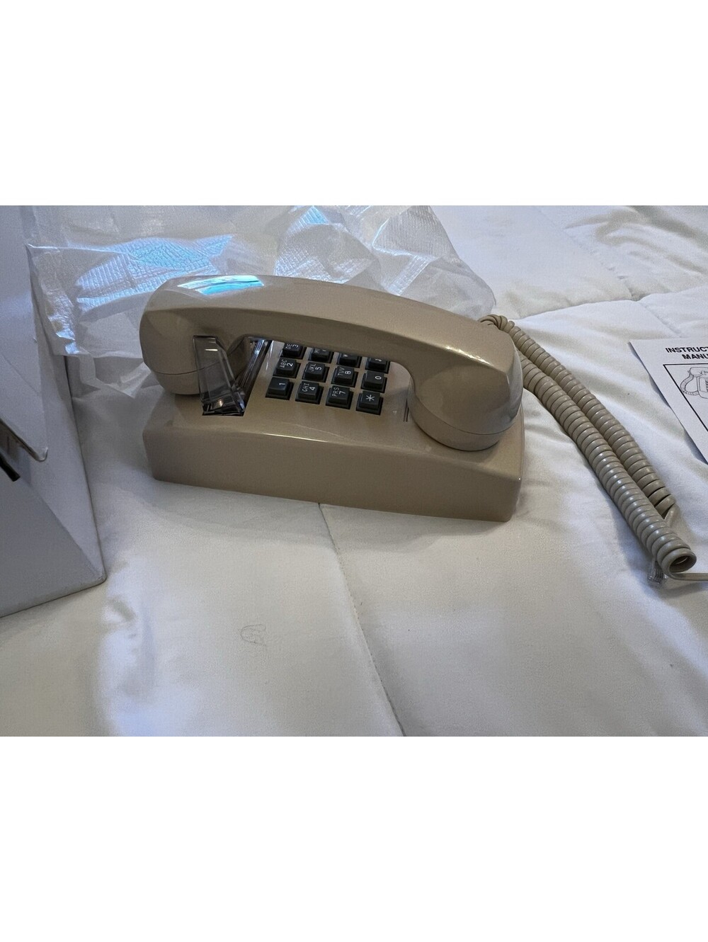 NEW box Vintage Retro 1970’s Cortitelco Wall Telephone phone Push button Cream
